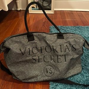 Victoria’s Secret silver sparkly duffle. Never used!